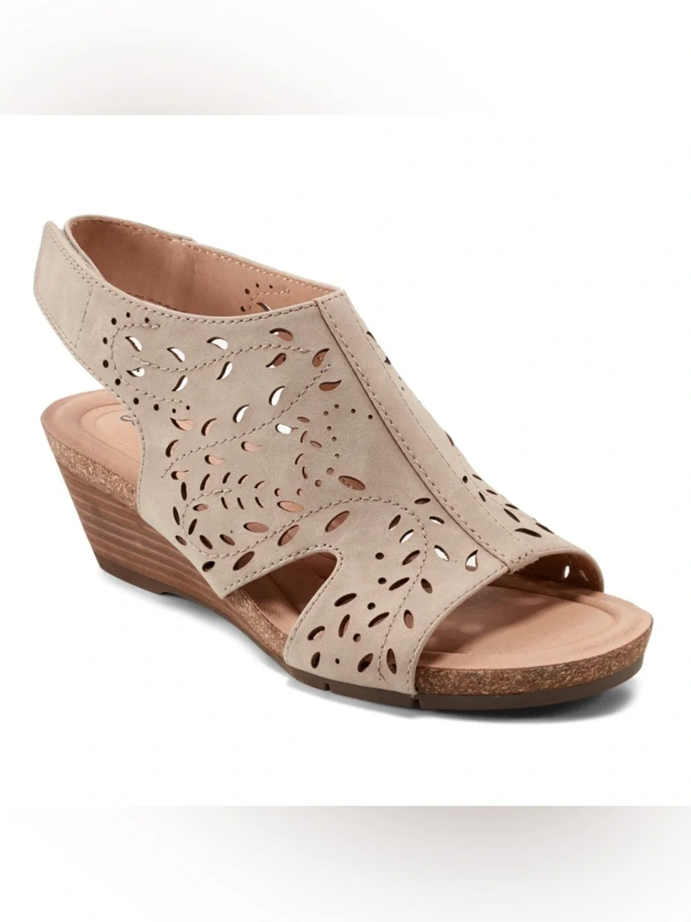 WIDE WIDTH Earth Women's Halin Cutout Slingback Wedge Sandals